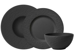 4003686401907 - Kombiservice VILLEROY & BOCH Geschirr-Set Service Manufacture Rock Geschirr-Sets Gr 6 tlg schwarz Geschirr-Sets für 1 und 2 Personen Schiefer-Look matte Optik Made in Germany 6 Teile