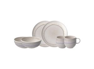 4003686437241 - Frühstücks-Geschirrset LIKE BY VILLEROY & BOCH Perlemor Sand Geschirr-Sets Gr 6 tlg beige Made in Germany Fine China Porzellan