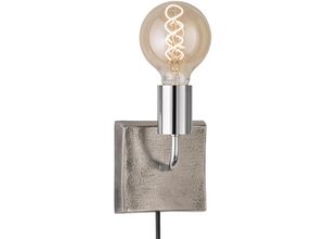 4003694301237 - - Wandleuchte chrom Wandlampe Leselampe Modern Bettleuchte Schlafzimmer Schnurschalter Metall nickel antik 1x E27 DxH 13x12 cm