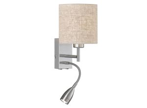 4003694303149 - Fischer&honsel - Kleine Wandleuchte dreamer mit Stoffschirm Beige rund & led Leselampe