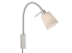 4003694303217 - Fischer&honsel - 2in1 Wandleuchte & Bettleuchte wolke - Schwanenhalslampe Leinen Beige