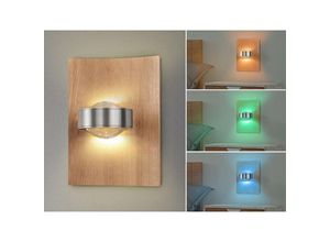 4003694305426 - Wandleuchte shine wood Holz mit Schalter dimmbar & rgb Farbwechsel 21cm hoch