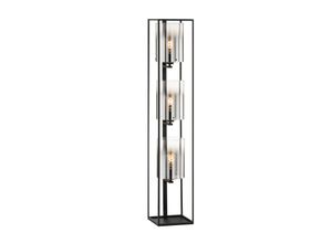 4003694404198 - Honsel 40419 Stehleuchte samu E27 3x40W Metall sandschwarz Glas rauchfarben L24cm B24cm H130cm mit Fußschalter - Fischer