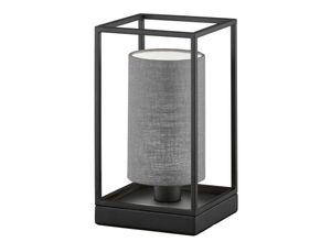 4003694505765 - Fischer & Honsel 50576 Tischleuchte GILLI E14 1x25W Metall sandschwarz Leinenstoff grau innen PVC weiß L16cm B16cm H285cm mit Schnurschalter