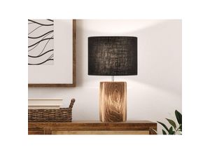 4003694505871 - Tischleuchte Beistelllampe Nachttischlampe Schlafzimmer Keramik Holzfarbe H 43cm