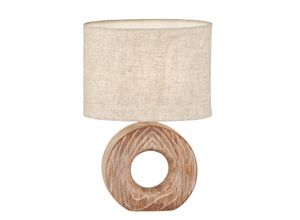 4003694506090 - Fischer&honsel - Tischleuchte Beistelllampe Nachttischlampe Tischlampe Beige Keramik Holzfarbe