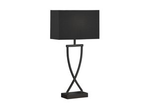 4003694506397 - Fischer&honsel - Große Tischlampe anni Schwarz mit Stoffschirm eckig innen Gold - Höhe 51cm