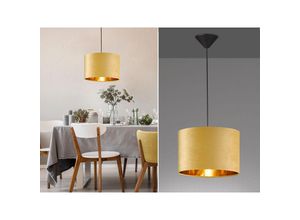 4003694605182 - Fischer&honsel - Pendelleuchte aura mit Lampenschirm Samt Gelb - innen Gold ø 30cm