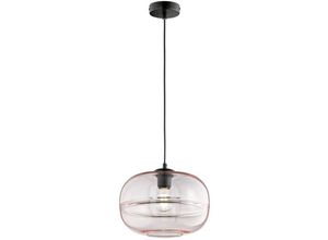 4003694607407 - Fischer & Honsel 60740 Hängeleuchte INK E27 1x60W Metall schwarz matt Glas pink H140cm Ø295cm dimmbar