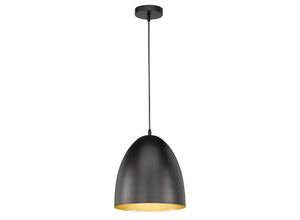 4003694607629 - Fischer&honsel - Pendelleuchte mylon oval 1 flammig Schwarz Lampenschirm innen Gold ø 30cm