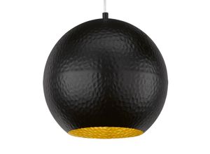 4003694607636 - Fischer&honsel - Pendelleuchte mylon Kugel 1 flammig Schwarz Lampenschirm innen Gold ø 30cm