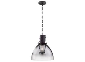 4003694608022 - Fischer & Honsel 60802 Hängeleuchte LONDO E27 1x40W Metall sandschwarz matt Glas rauchfarben H155cm Ø30cm dimmbar