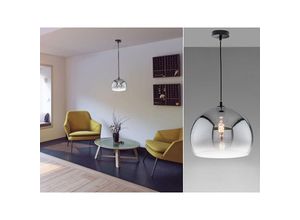 4003694608343 - Pendelleuchte Hängelampe Esstischleuchte Rauchglas Retro Wohnzimmerlampe schwarz