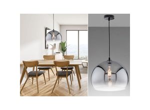 4003694608367 - Fischer&honsel - Pendellampe Hängelampe Esstischleuchte Rauchglas Wohnzimmerlampe schwarz d 35 cm