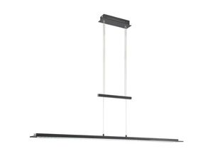 4003694608657 - 60865 Hängeleuchte bill led 1x28W Metall sandschwarz Glas rauchfarben teilsatiniert L145cm B16cm 2700K 3350K 4000K mit Taster stufenlos dimmbar