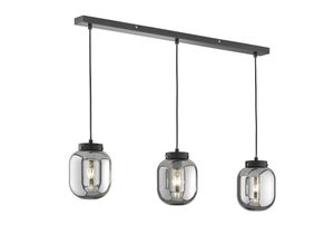 4003694608923 - 60892 Hängeleuchte regi E27 3x40W Metall schwarz matt Glas rauchfarben L96cm B16cm H140cm dimmbar - Fischer&honsel