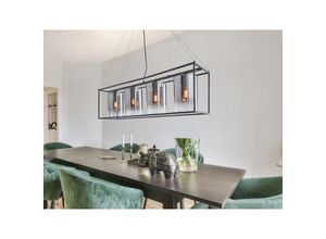 4003694608947 - 60894 Hängeleuchte samu E27 4x40W Metall sandschwarz Glas rauchfarben L115cm B25cm H150cm dimmbar - Fischer&honsel