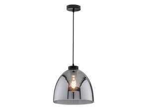 4003694609050 - Fischer & Honsel 60905 Hängeleuchte REN E27 1x40W Metall sandschwarz Glas rauchfarben H150cm Ø28cm dimmbar