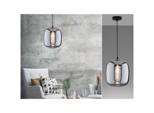 4003694609067 - Hängelampe Pendellampe Wohnzimmerlampe Rauchglas Esstischlampe schwarz H 150 cm