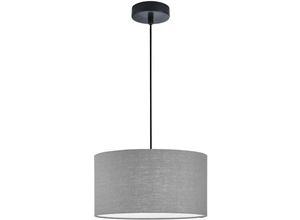 4003694609548 - Fischer & Honsel 60954 Hängeleuchte TERAMO E27 3x40W Metall sandschwarz Leinenstoff PVC weiß H150cm Ø38cm dimmbar