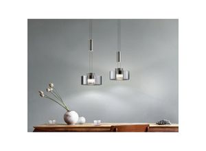 4003694609678 - Pendelleuchte Lavin | 2x LED 90 W inklMarken-LED nickelfarben matt   chromfarben | Glas| rauchfarben