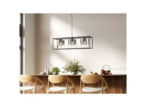 4003694610285 - Fischer & Honsel 61028 Hängeleuchte SAMU E27 3x40W Metall sandschwarz Glas rauchfarben H150cm L90cm B23cm dimmbar höhenverstellbar