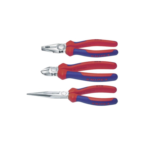 4003773012405 - Zangen-Set inkl Kombizange Seitenschneider Flachrundzange mit Schneide rot blau 4003773012405 Knipex