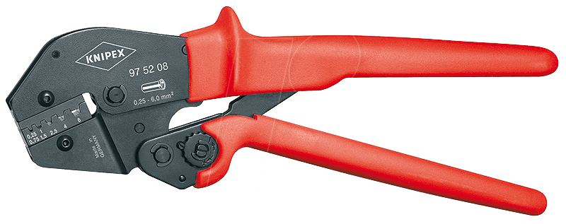 4003773025481 - 97 52 08 Crimpzange auch f 2-Handbedien KST-Hülle brün 250 mm - Knipex