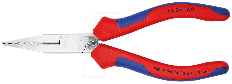 4003773071426 - KNIPEX 13 05 160 Verdrahtungszange mit Mehrkomponenten-Hüllen verchromt 160 mm