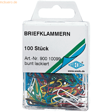 4003801012346 - 10 x Büroklammern farbig lackiert 26mm VE=100 Stück