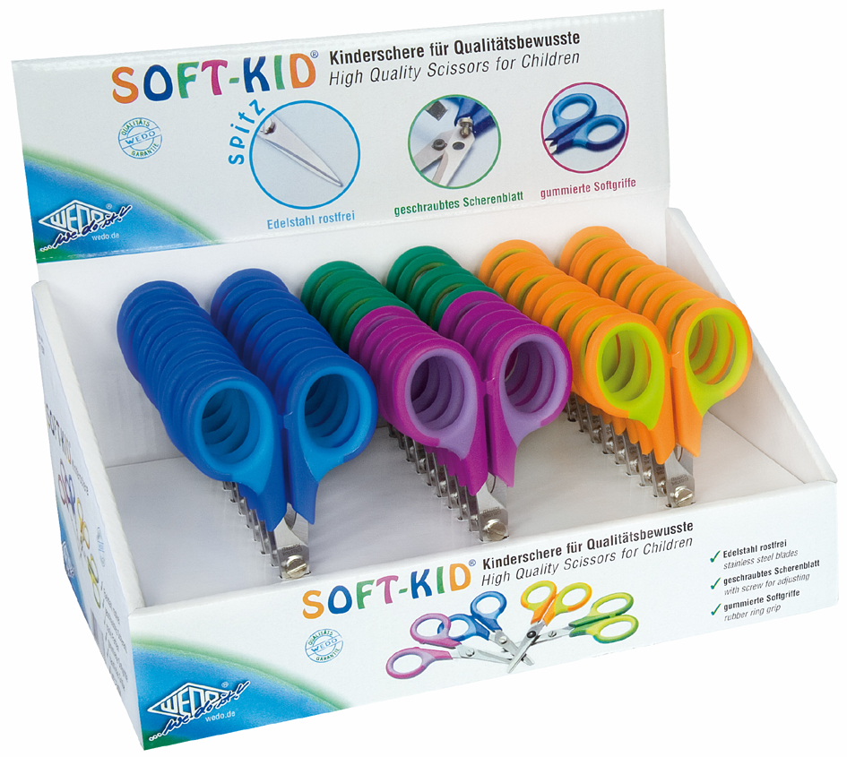 4003801783369 - 30 x Bastelschere Soft-Kid 115cm spitz farbig sortiert