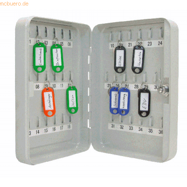 4003801789262 - Schlüsselkasten Schlüsselschrank 36 lichtgrau 36 Schlüsselhaken Sicherheitsschloss Grau