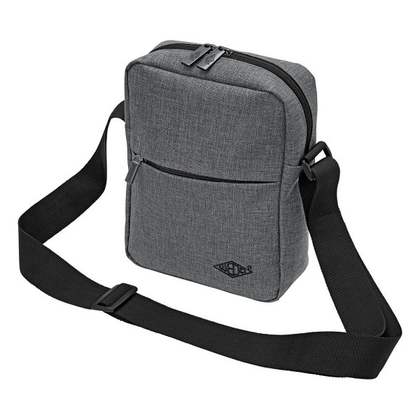 4003801867649 - WEDO Umhängetasche Little Messenger Bag COLLEGE graumeliert aus Polyester Leinenoptik kleine Messengertasche 2 Reiß - 1 Stück (59 350512)