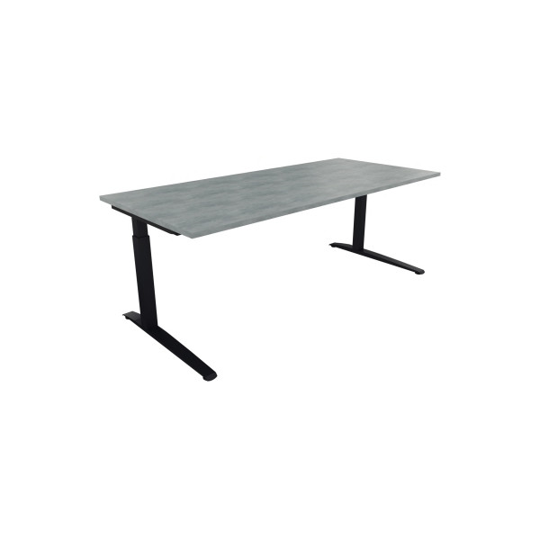 4003969075504 - Schreibtisch All in One 810028383 manuell höhenverstellbar 65-85cm (H) 200x90cm (BxT) rechteckig beton hell   anthrazitmetal