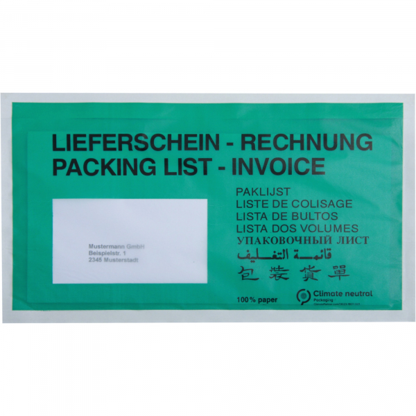 4003969131347 - Lieferscheintaschen 327058600 Din Lang LIEFERSCHEIN - RECHNUNG mit selbstklebend  4003969131347 250 Stück