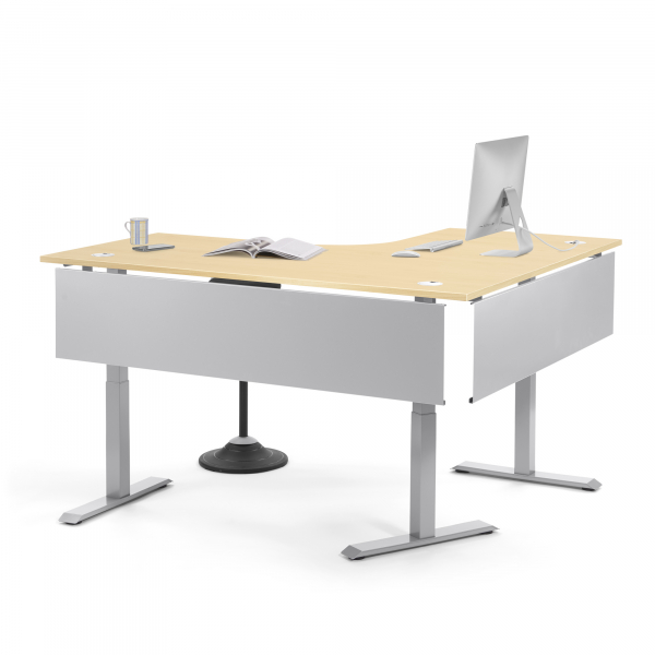 4003969162211 - Schreibtisch Flex Modul 810076579 elektrisch höhenverstellbar 180cm und 140x80cm (BxT) Freiform ahorn   silber 4003969162211
