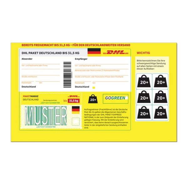4003969167629 - DHL Paketmarke Deutschland bis 315 kg einzeln 4003969167629 Soennecken 4003969167629 - DHL Paketmarke Deutschland bis 315 kg einzeln 4003969167629 Soennecken