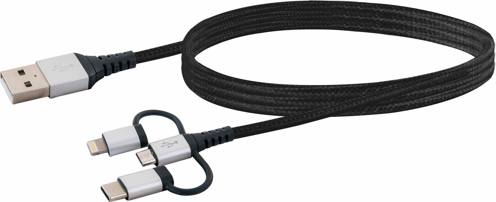 4004005027082 - 3-in-1 Universal Sync & Lade schwarz silber 15m 4004005027082 - 3-in-1 Universal Sync & Lade schwarz silber 15m