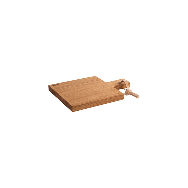 4004133007505 - Servierbrett SIMPLY WOOD Schneidebretter Gr B H L 20 cm x 2 cm x 28 cm braun Servierbretter mit Hängeloch und Lederband geölt