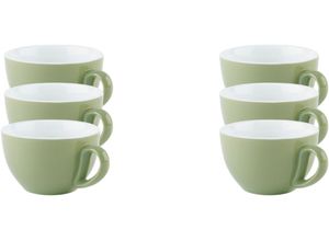 4004133160071 - Cappuccinotasse 6er Set Cappuccino Tassen -SNUG- Trinkgefäße Gr Ø 105 cm x 65 cm 300 ml 6 tlg grün für Heißgetränke aller Art geeignet