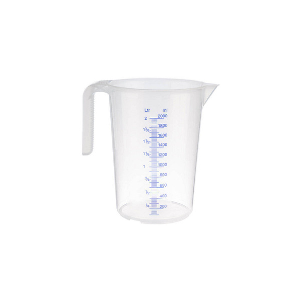 4004133300637 - APS Messbecher transparent offener Griff Litermaß aus PP und mit geprägter Maßskalierung Maße (Ø x H) 15 x 205 cm 2 Liter