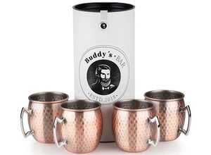 4004133660052 - Becher BUDDYS Buddys Bar Trinkgefäße Gr Ø 9 cm x 95 cm 500 ml 4er Set rosegold (kupferfarben rot braun goldfarben) Cocktailbecher Moscow Mule Becher 500 ml hochwert Edelstahl Hammerschlag-Effekt