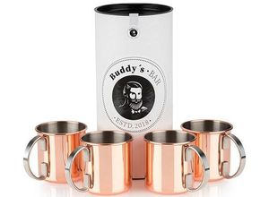 4004133660083 - Becher BUDDYS Buddys Bar Trinkgefäße Gr Ø 9 cm x 9 cm 450 ml 4er Set rosegold (kupferfarben rot braun goldfarben) Cocktailbecher Baraccessoires Weinaccessoires Moscow Mule Becher 450 ml hochwertiger Edelstahl Kupfer Poliert