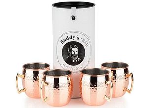 4004133660113 - Becher BUDDYS Buddys Bar Trinkgefäße Gr Ø 9 cm x 10 cm 450 ml 4 tlg rosegold (kupferfarben rot braun goldfarben) Cocktailbecher Moscow Mule Becher 500 ml hochwert Edelstahl Hammerschlag-Effekt