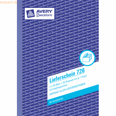 4004182007266 - AVERY Zweckform Lieferscheine 726 DIN A5 Perforiert N A 50 Blatt