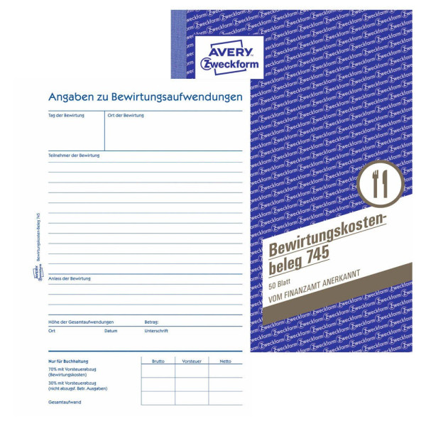 4004182007457 - AVERY™ Zweckform Bewirtungskostenbeleg für Reisekostenabrechnung Nr 745