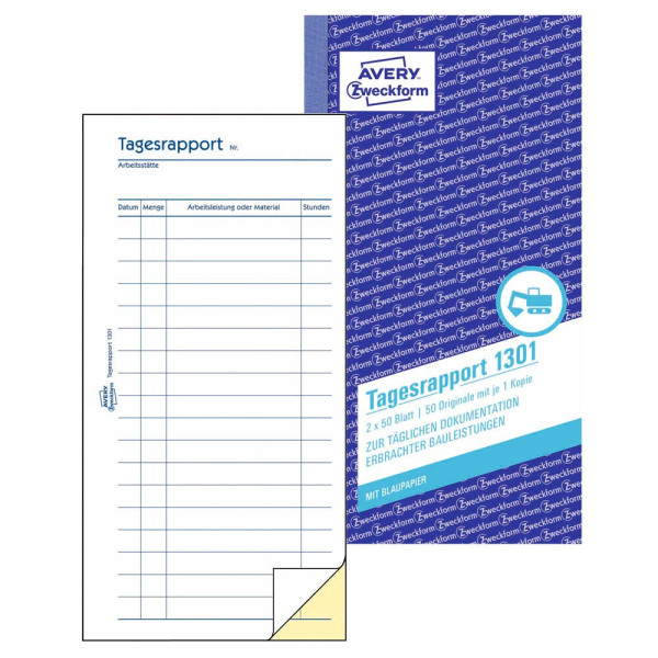 4004182013014 - Bauformular nicht selbstdurchschreibend 1 Durchschlag 2x50 Bl - Avery Zweckform