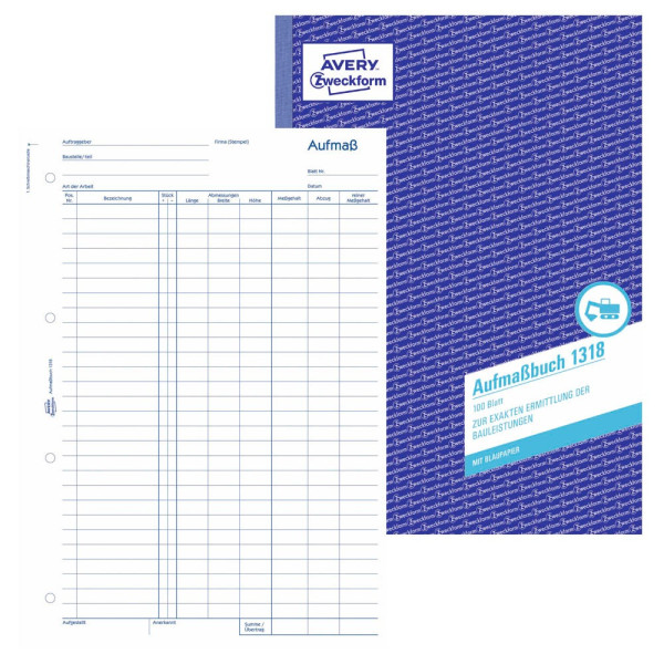 4004182013182 - - Aufmaßbuch din A4 nicht selbstdurchschreibend 100 Bl selbstdurchschreibend Nein