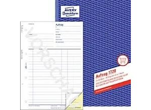 4004182017289 - AVERY Zweckform Auftragsformular DIN A4 60g m² selbstdurchschreibend 1 Durchschlag handschriftlich gelb 2 x 40 Bl