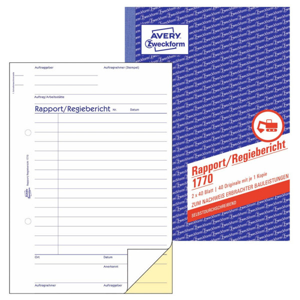 4004182017708 - Rapport   Regiebericht 1770 A5 selbstdurchschreibend 4004182017708 AVERY Zweckform